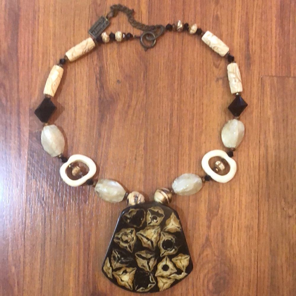 Anthony Alexander bone carved statement necklace